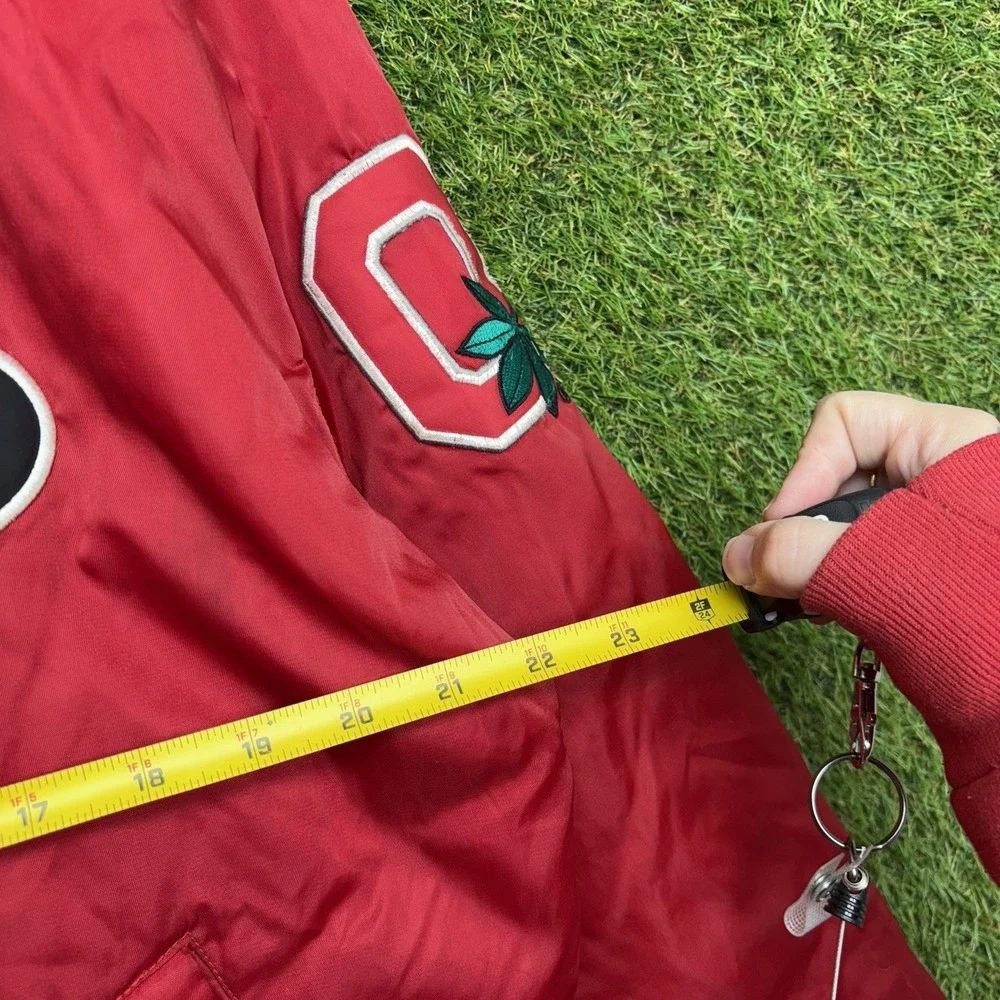 Vintage Ohio State Jacket Mens Medium Varsity Spellout OSU Puffer Buckeyes 90s